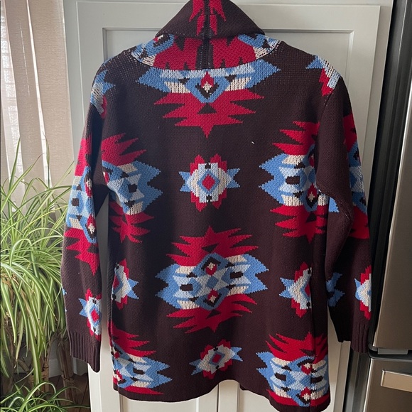 ‼️FINAL PRICE‼️ Lucky brand Brown Aztec Pattern Cardigan- new with tags - Picture 4 of 4